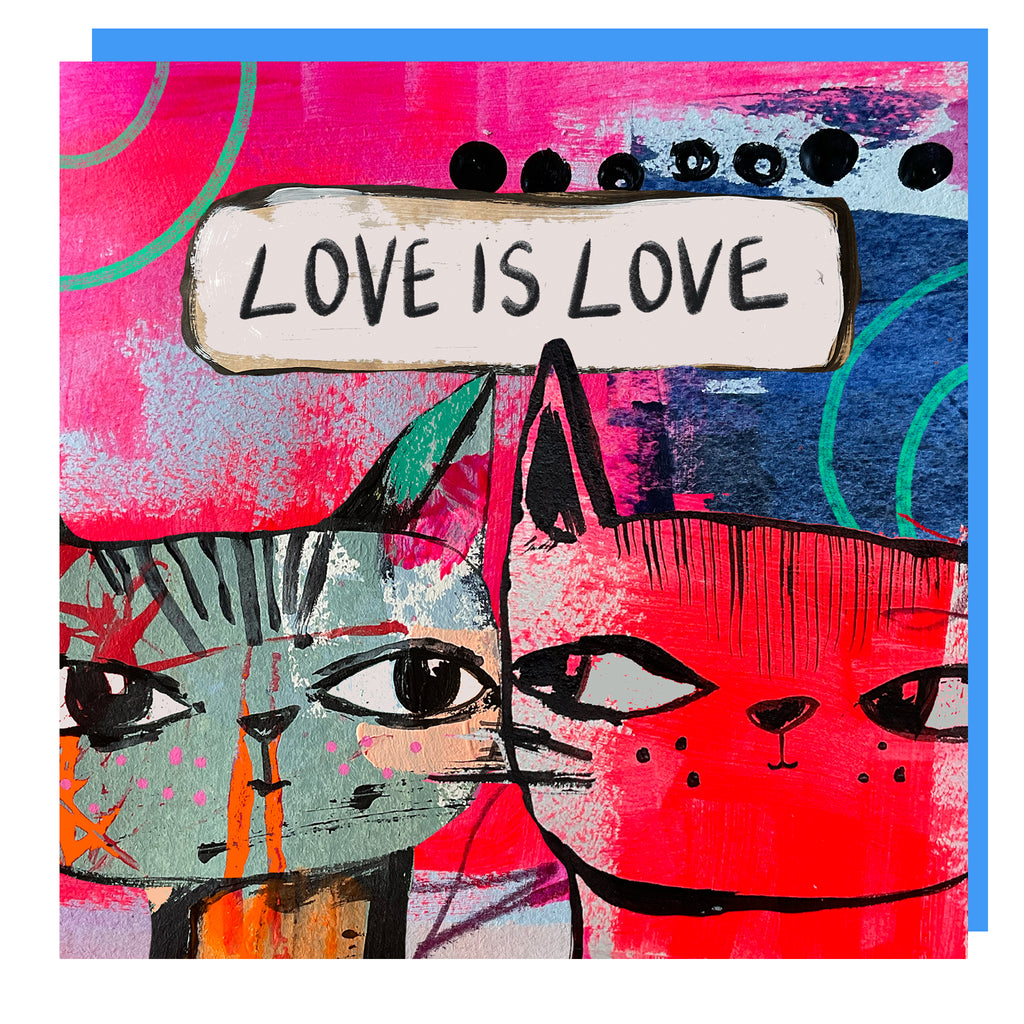 Arty cat card 04 ' LOVE IS LOVE'