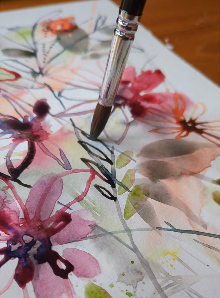 Recorded ready to watch. Mindful floral watercolour class (set of 4)