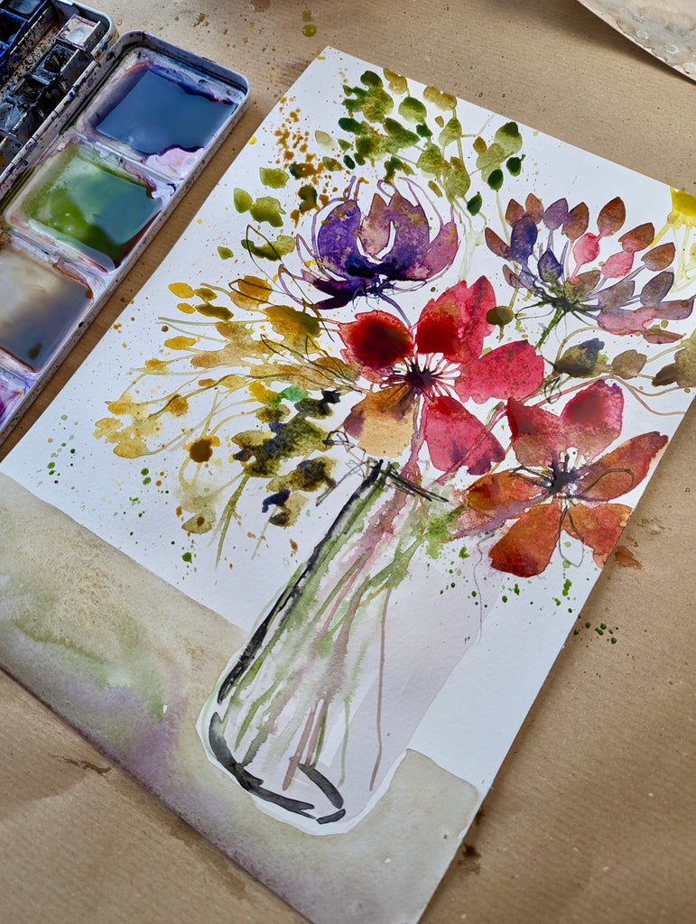 Recorded ready to watch. Mindful floral watercolour class (set of 4)