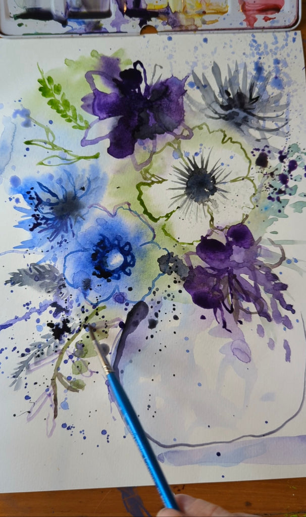 Recorded ready to watch. Mindful floral watercolour class (set of 4)