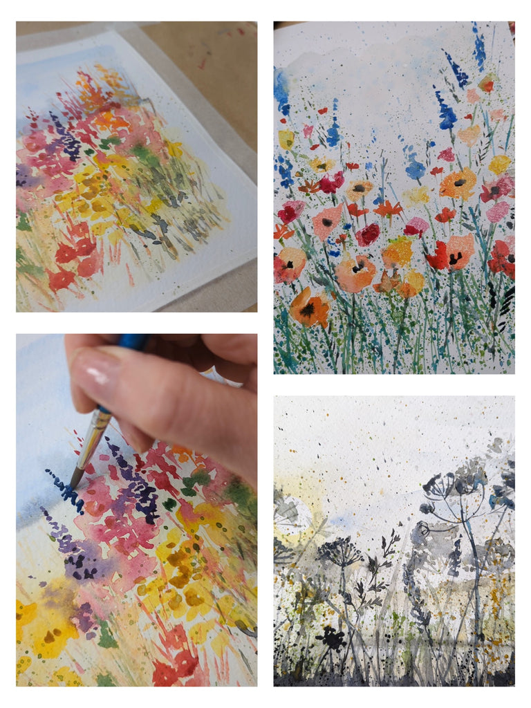 Recorded and ready to watch watercolour classes, Floral Fields (set of 4)