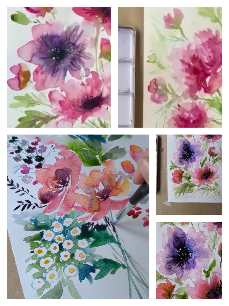 Recorded ready to watch Flower Bunches, watercolour classes (set of 4)