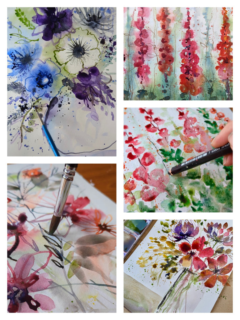 Recorded ready to watch. Mindful floral watercolour class (set of 4)