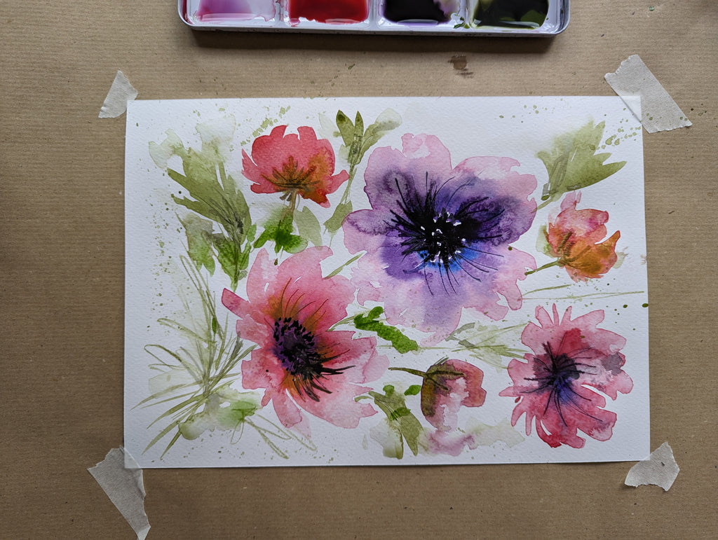 Happy Flower Bunches, watercolour classes ready to watch (set of 4)