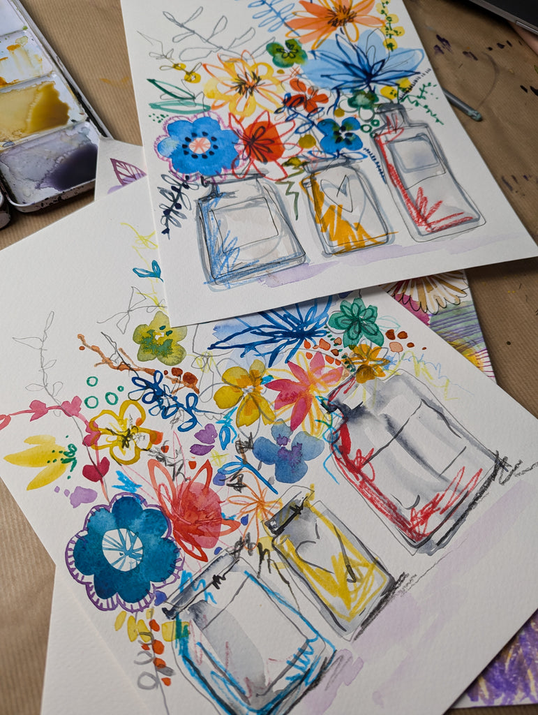 November online watercolour Illustrative floral classes set of 4