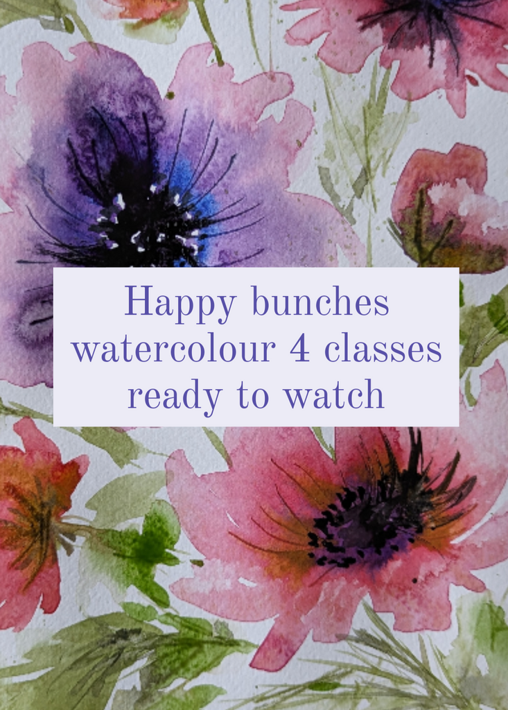 Happy Flower Bunches, watercolour classes ready to watch (set of 4)