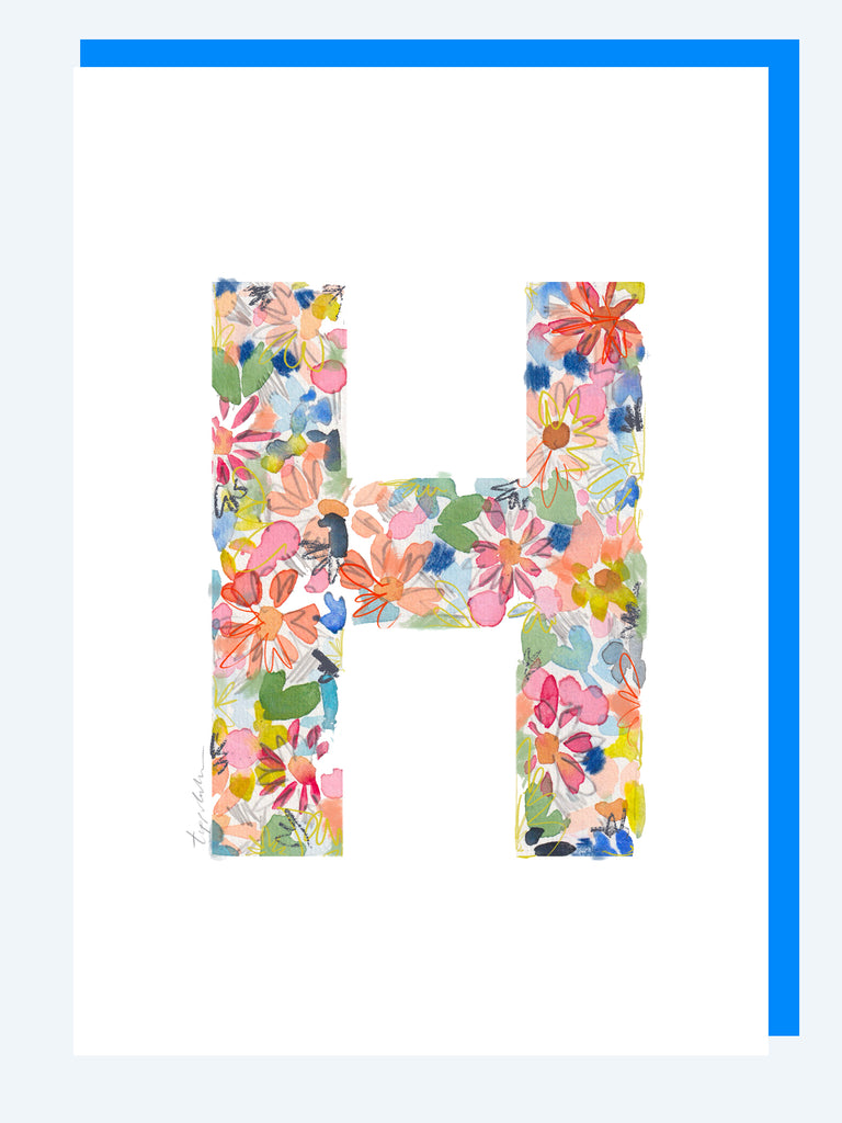 H letter greetings card